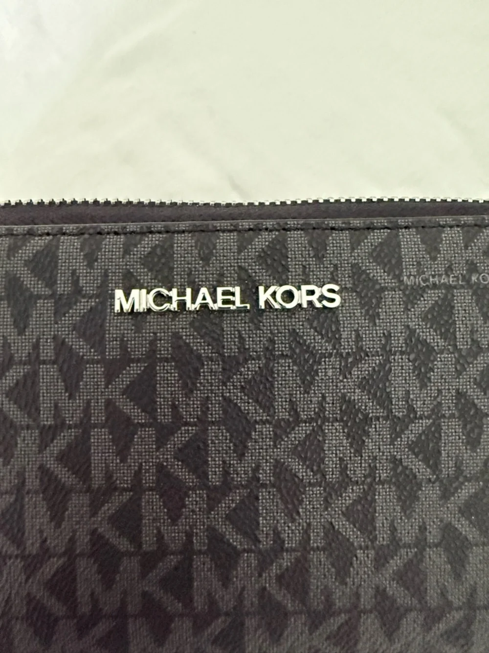 Michael Kors Black MK Logo Zip Wallet with Silver Hardware. NWOT. Never used. - Picture 3 of 5